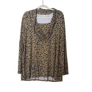 LOGO by Lori Goldstein Womens XL Printed Stretch Knit Top Abstract Pullover